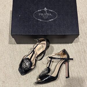 Prada Women's Black Embellished Heels